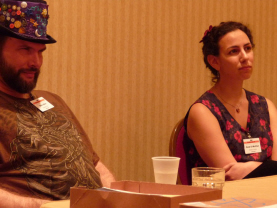 Editors Mike Allen (Mythic Delirium) and Amal El-Mohtar (Goblin Fruit) at Readercon 2010