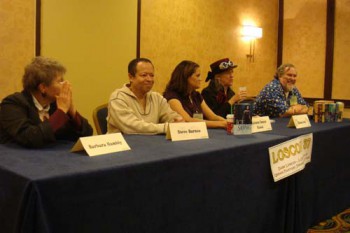 killing-character-panel Barbara Hambly, Steve Barnes, Kirsten Imani Kasai, Emma Bull, and Mike Moscoe talk about killing characters