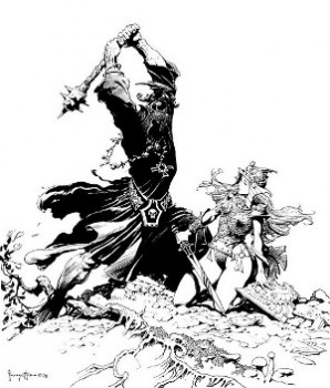 Frazetta really doesn't do male armor for his Eowyn... but hey, its Frazetta!