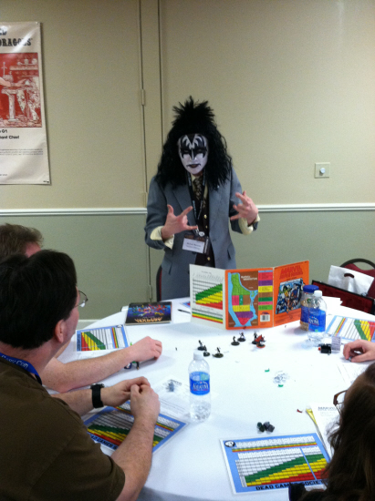 kiss1 Michael Browne gets into the spirit of things for a Kiss-tastrophe game of Marvel Super Heroes.