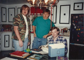 Me at right, Murph in middle, and my personal DM Mark to left, circa 1990 as we prepare for a Shadowrun adventure.  