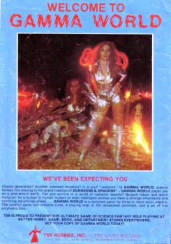 Little did I know at the time how sexy Elise Gygax, Gary's daughter, was as she posed for this 1979 Gamma World advertisement