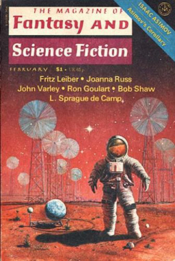 The Magazine of Fantasy and Science Fiction, February 1977, containing John Varley's "In the Hall of the Martian Kings." Cover by Rick Sternbach