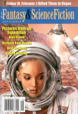 The Magazine of Fantasy & Science Fiction, September 2003, with "Pictures from an Expedition" by Alex Irvine. Cover by Maurizio Manzieri