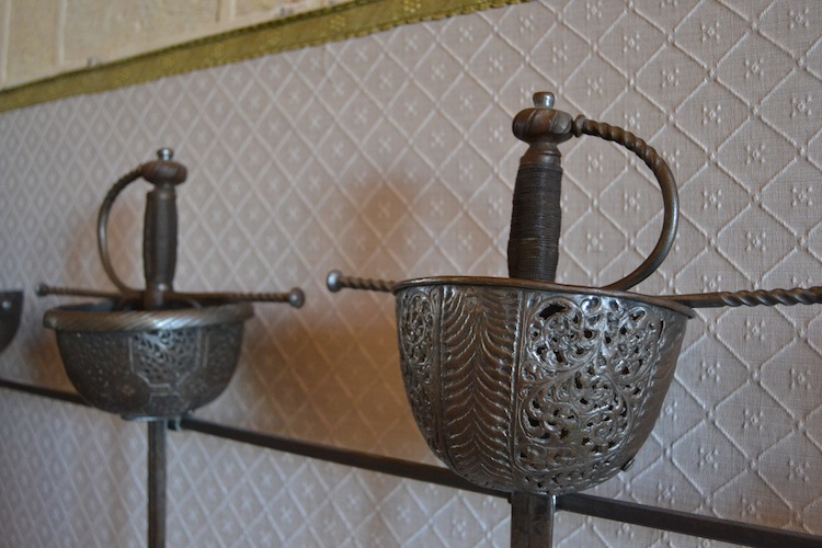 A closeup of the basket hilts from the photo above.