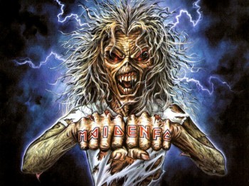 Iron Maiden's Eddie the 'Ead offers to fistbump his fans.