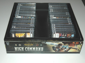 The cards in the box. Note that they consist of a number of small decks, several of which get shuffled together to create the "Army" deck that you buy cards from during play. These cards are also in sleeves, which do not come with the game.