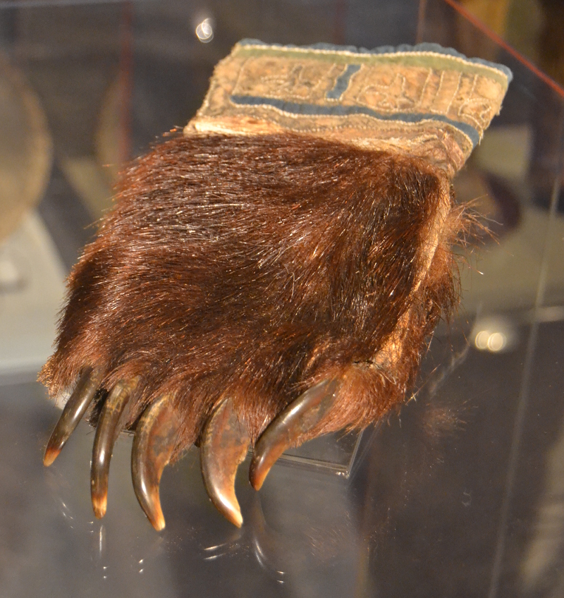 Glove made of bear claw for use in rituals.