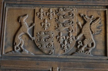 Henry VIII's coat of arms, as carved at Haddon Hall, Derbyshire.