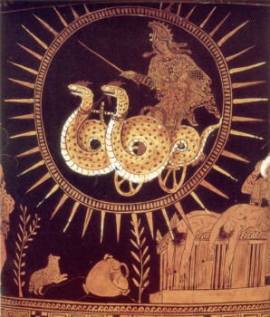 The lady has her own chariot. Pulled by dragons. BY DRAGONS, people. Why this isn't called "Medea and the guys she got a ride from" instead of the Argonautica...