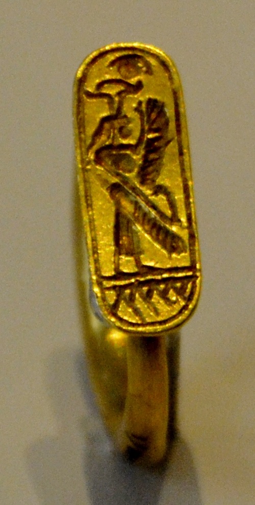 An odd find. This ring, which shows an Egyptian motif that some archaeologists have interpreted as showing the goddess Hathor, may have been imported into Iberia by Phoenician traders.
