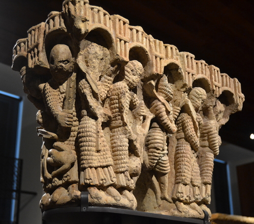 Undated column capital showing the Massacre of the Innocents. These detailed carvings are often found on Romanesque churches and will probably be the subject of a future post!