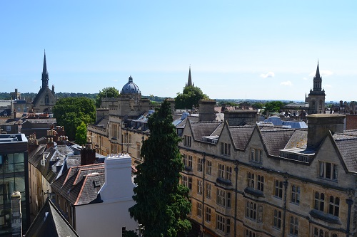 The top of the tower gives fine views of Oxford's "dreaming spires".