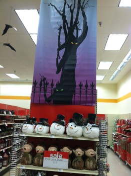 In the strange retail "nightmare before Christmas" time, Hallowe'en and XMas displays intermix