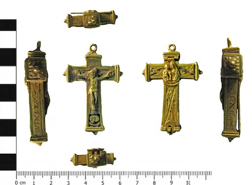 Skellow Reliquary: Gold reliquary cross of C17th or early C18th century date, perhaps belonging to recusants living in Yorkshire. Doncaster Museum hopes to acquire the pendant. Courtesy of the Portable Antiquities Scheme.