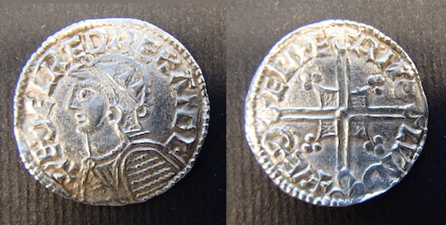 Silver penny of Æthelred II, Helmet type, moneyer Æthelmer of London © The Trustees of the British Museum.