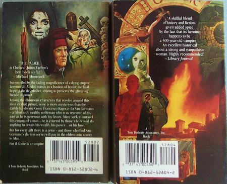 Back cover for The Palace and A Flame in Byzantium. Art by Sanjulian (click for bigger versions)