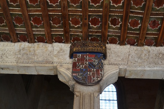 One of the many painted ceilings and crests in the historic university.