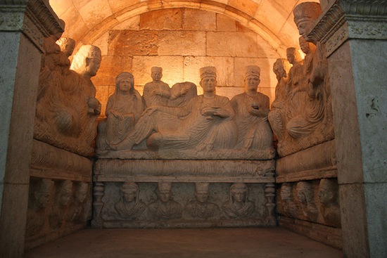 The Hypogeum of Yarhai, a 2nd century AD tomb from Palmyra. Being in the National Museum in Damascus, it's been saved from destruction, but for how long? Photo courtesy Arian Zwegers