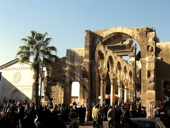 Damascus: the Jupiter temple (III A.C.) in front of Omayyad mosque