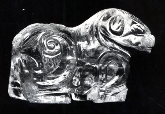 Lion-shaped rock crystal bottle, likely used to store perfume or oils, which were among the most luxurious items of any Muslim court. Egypt, probably Cairo, AD 900–950 © The Trustees of the British Museum