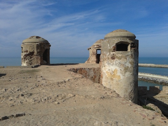 The towers on the old Spanish fort overlooking the entrance to the harbor.