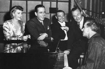 Jimmy Durante entertains the cast of 'All Through the Night'
