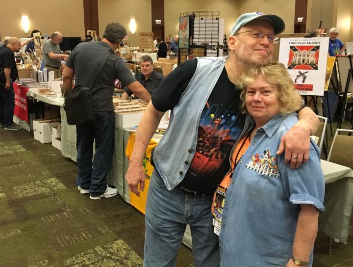 Barbara Barrett gets a hug at Windy City Pulp 2016-small