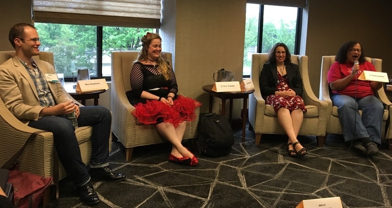 Max Gladstone, CSE Cooney, Amal El-Mohtar and K. Tempest Bradford at Wiscon-small