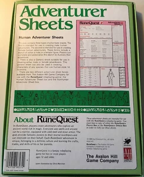 RuneQuest Adventurer Sheets Human-back-small