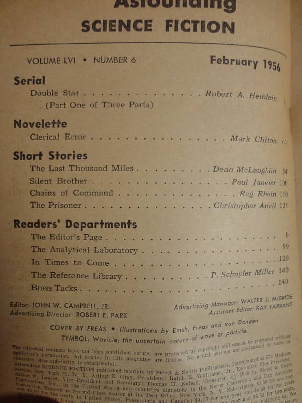 Astounding Science Fiction February 1956 contents-small