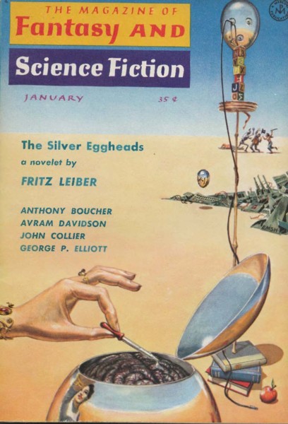 The Silver Eggheads, Fantasy & Science Fiction, Jan. 1959, cover by Emsh