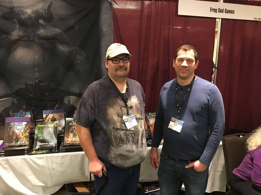 Keith Hershey and Tom Knauss at the Frog God booth at Gary Con 2018-small