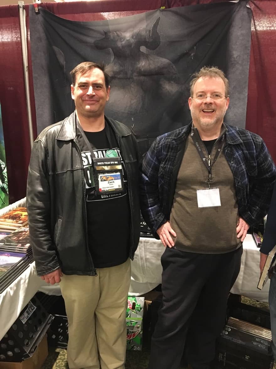 Zach Glazer and John O'Neill at the Frog God booth at Gary Con 2018-small