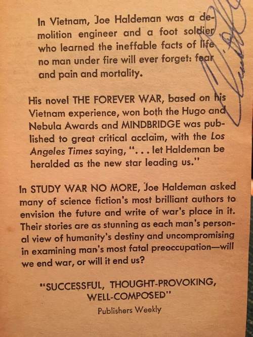 Study War No More Joe Haldeman inside cover-small