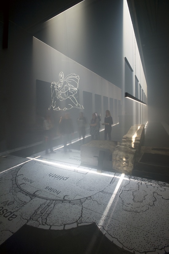 059714003 a mock up of London Mithraeum to test the light sculpture (c) MOLA