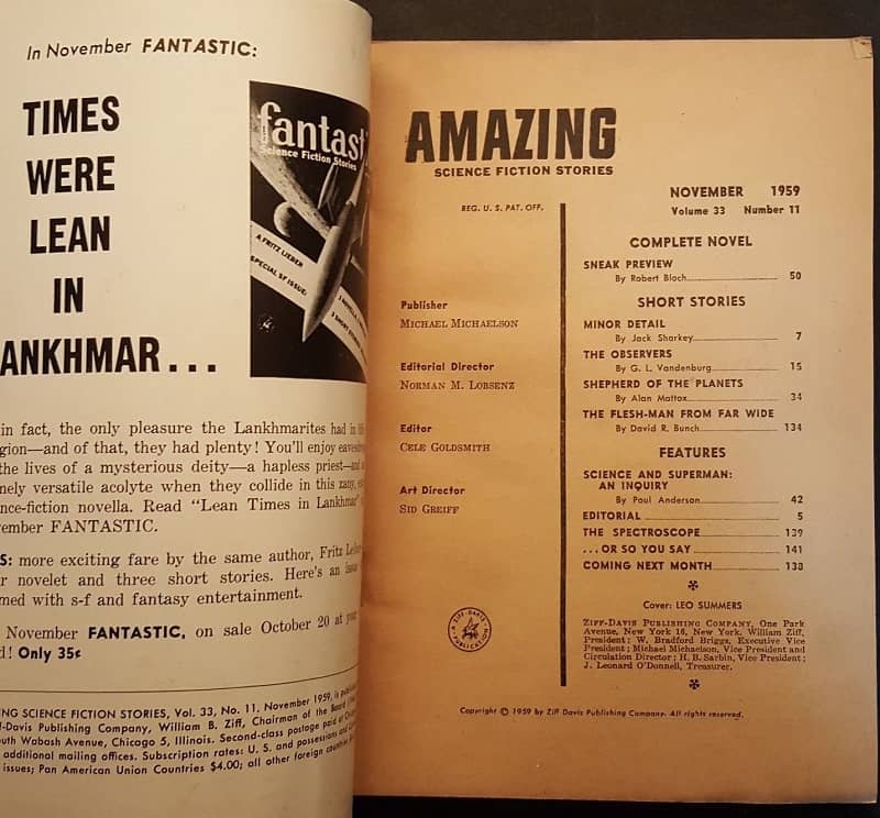 Amazing Science Fiction November 1959 contents-small