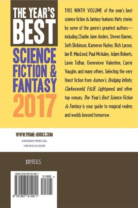 The Year's Best Science Fiction & Fantasy 2017 Rich Horton-small
