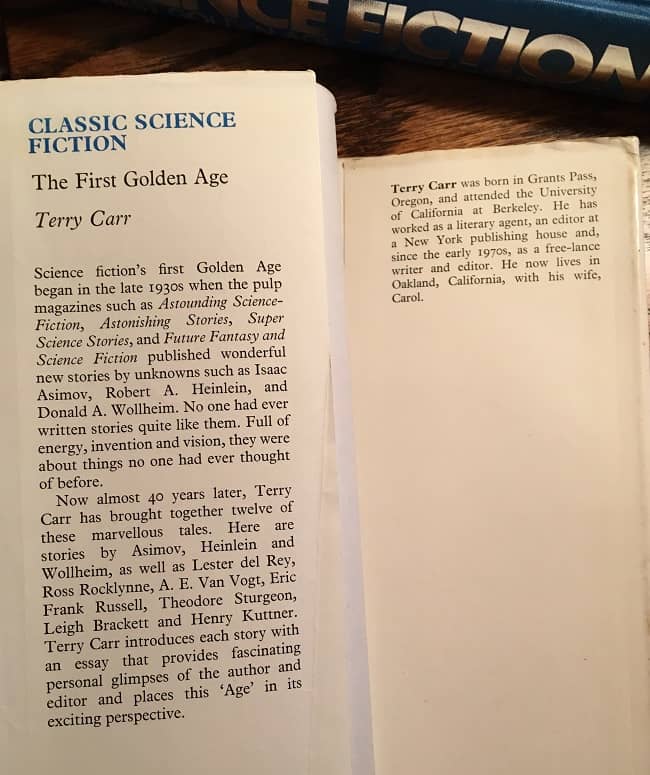 Classic Science Fiction The First Golden Age UK jacket flap-small