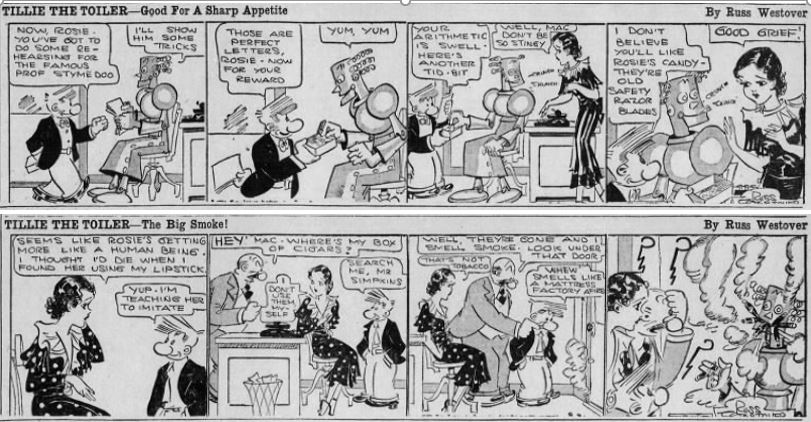 1933-08-30,31 Akron Beacon Journal Tillie the Toiler robot cartoons