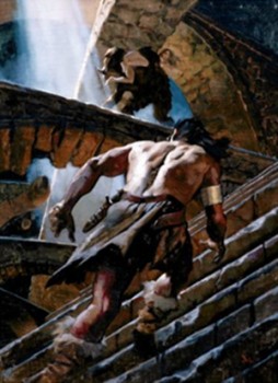 Gregory Manchess from Del Rey's 'The Conquering Sword of Conan' (colorized)