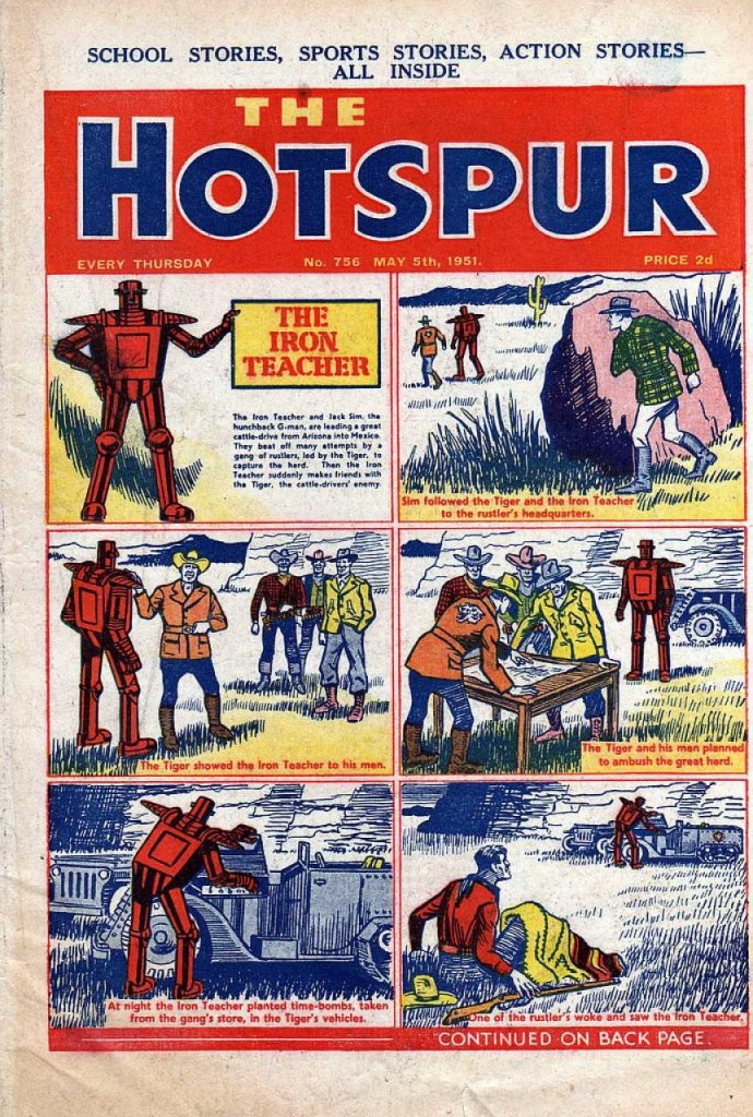 The Hotspur #756, May 5, 1951, The Iron Teacher cover