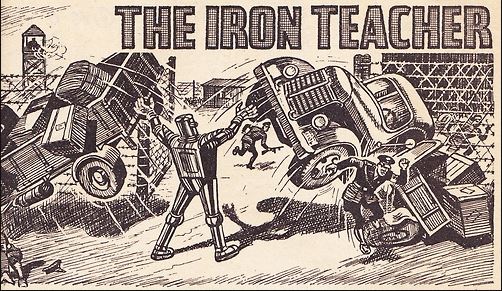 The Iron Teacher smashes cars