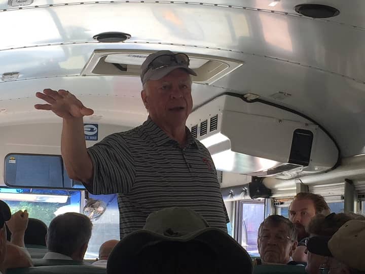 Howard Days 2019 Jack Baum conducts the REH bus tour of Cross Plains-small