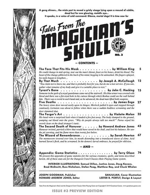 Tales From the Magician’s Skull 3 contents-small