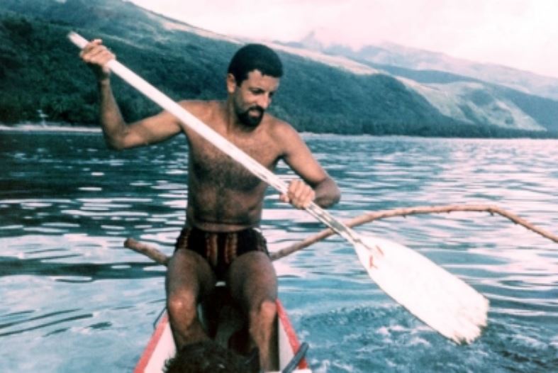 John Litchen in Tahiti 1964 canoe
