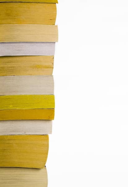 Stack of US paperbacks with yellow edging-small