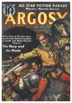 Belarski cover for ARGOSY, June 22, 1940 issue, featuring Part One of “The Harp and the Blade.”