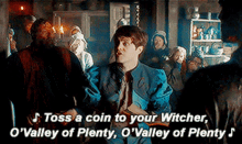 Joey Batey singing the annoyingly catchy “Toss a coin to your Witcher” song from The Witcher Netflix adaptation.